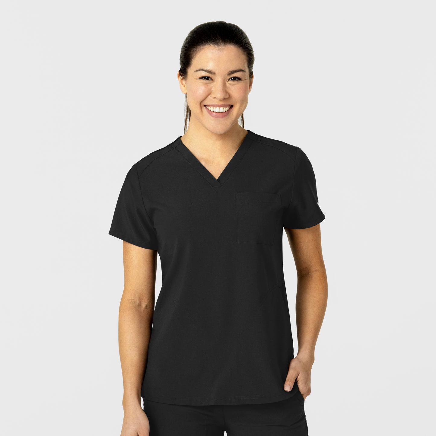 W123 Women's Flex-n-Reach V-Neck Scrub Top Black