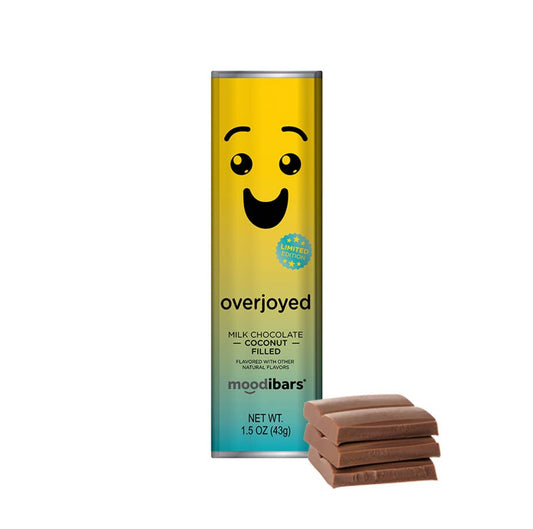 Astor Chocolate Corp. - Moodibars OVERJOYED Milk Choco Coconut Filled 1.5 oz bar