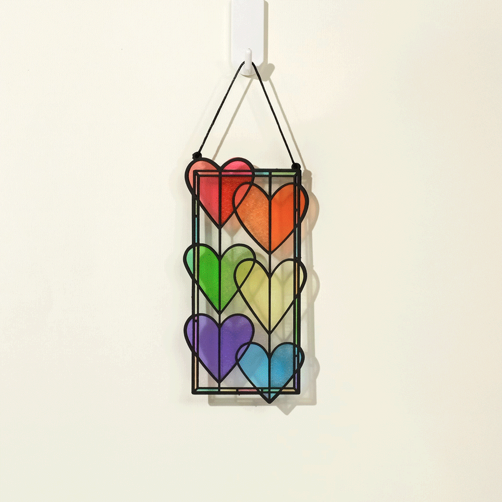 Rainbow Hearts Suncatcher Card 5x7"