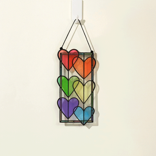 Rainbow Hearts Suncatcher Card 5x7"