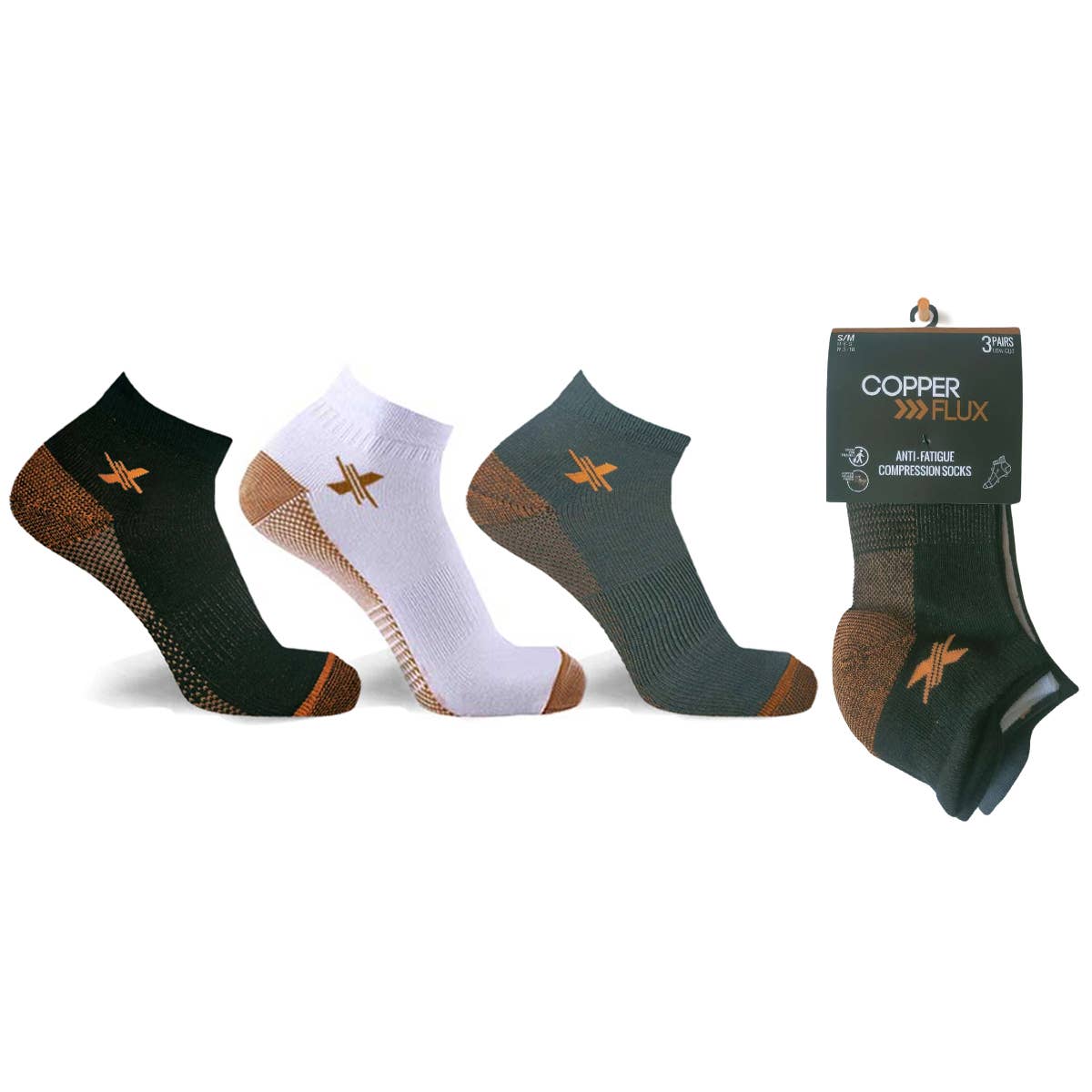 Copper-Infused Ankle Socks (3-Pairs)