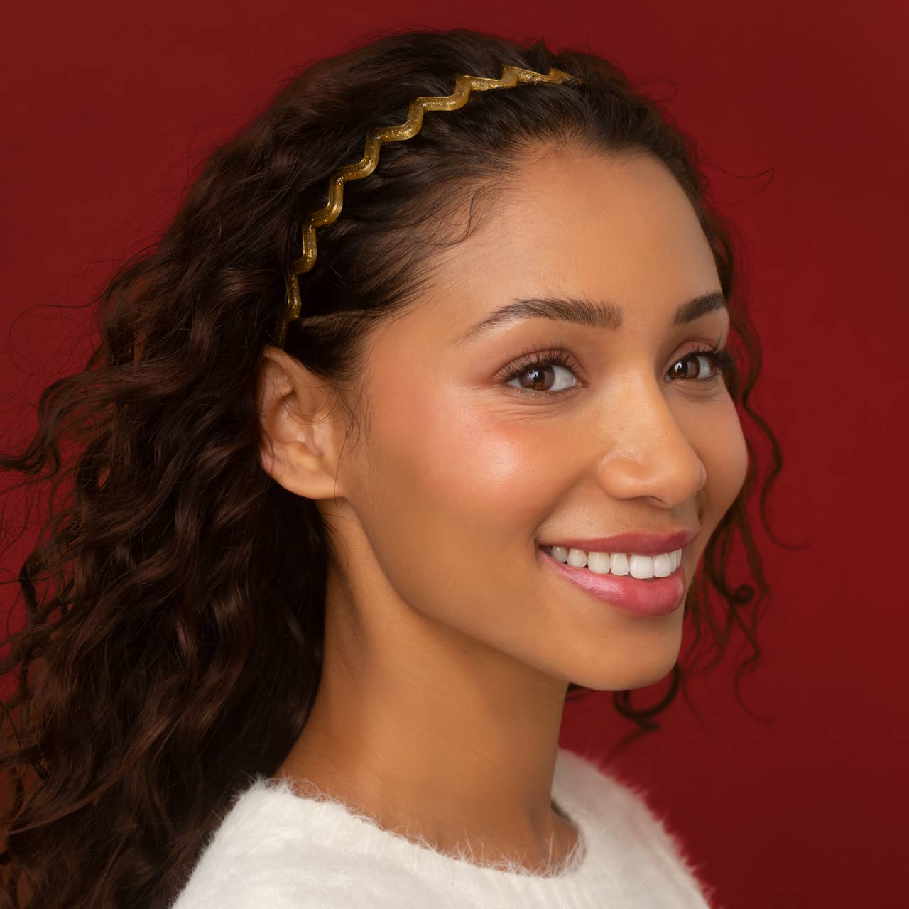 KITSCH - Recycled Plastic Zigzag Headbands 2pc Set - Gold & Red