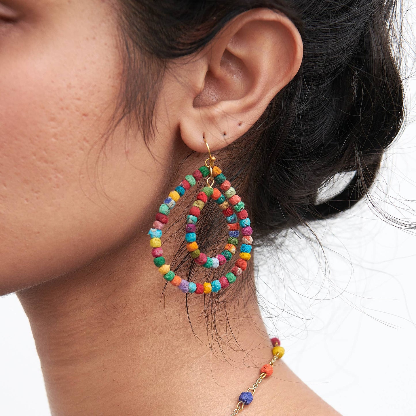 Kantha Milieu Double Teardrop Earrings