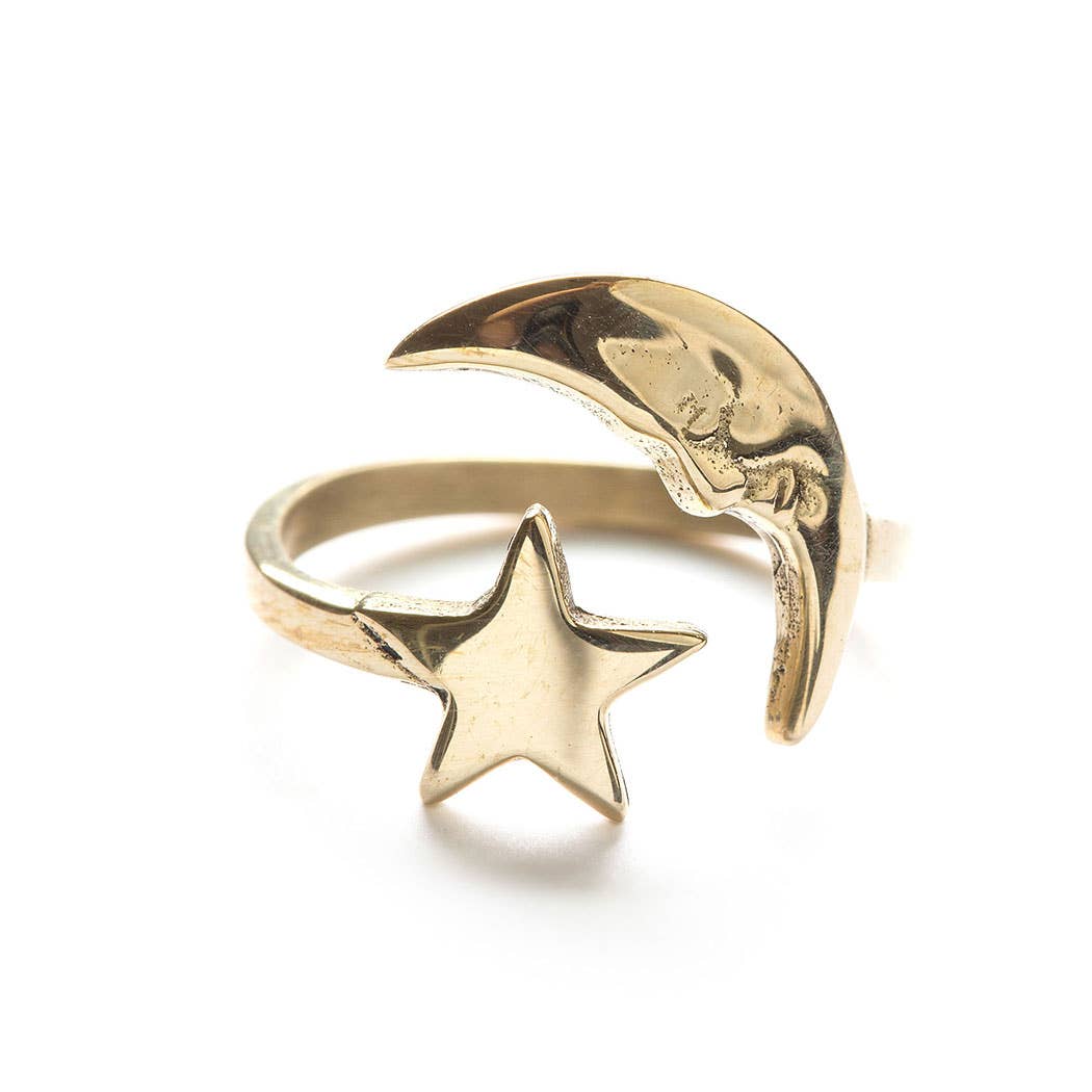 Amano Studio - Crescent Moon & Star Ring