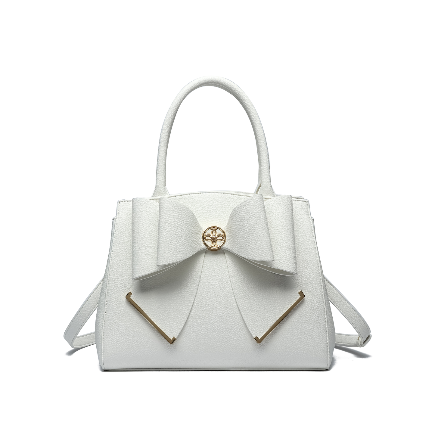 Poppy Bowtie Structured Top Handle Spring Shoulder Bag-  Beige