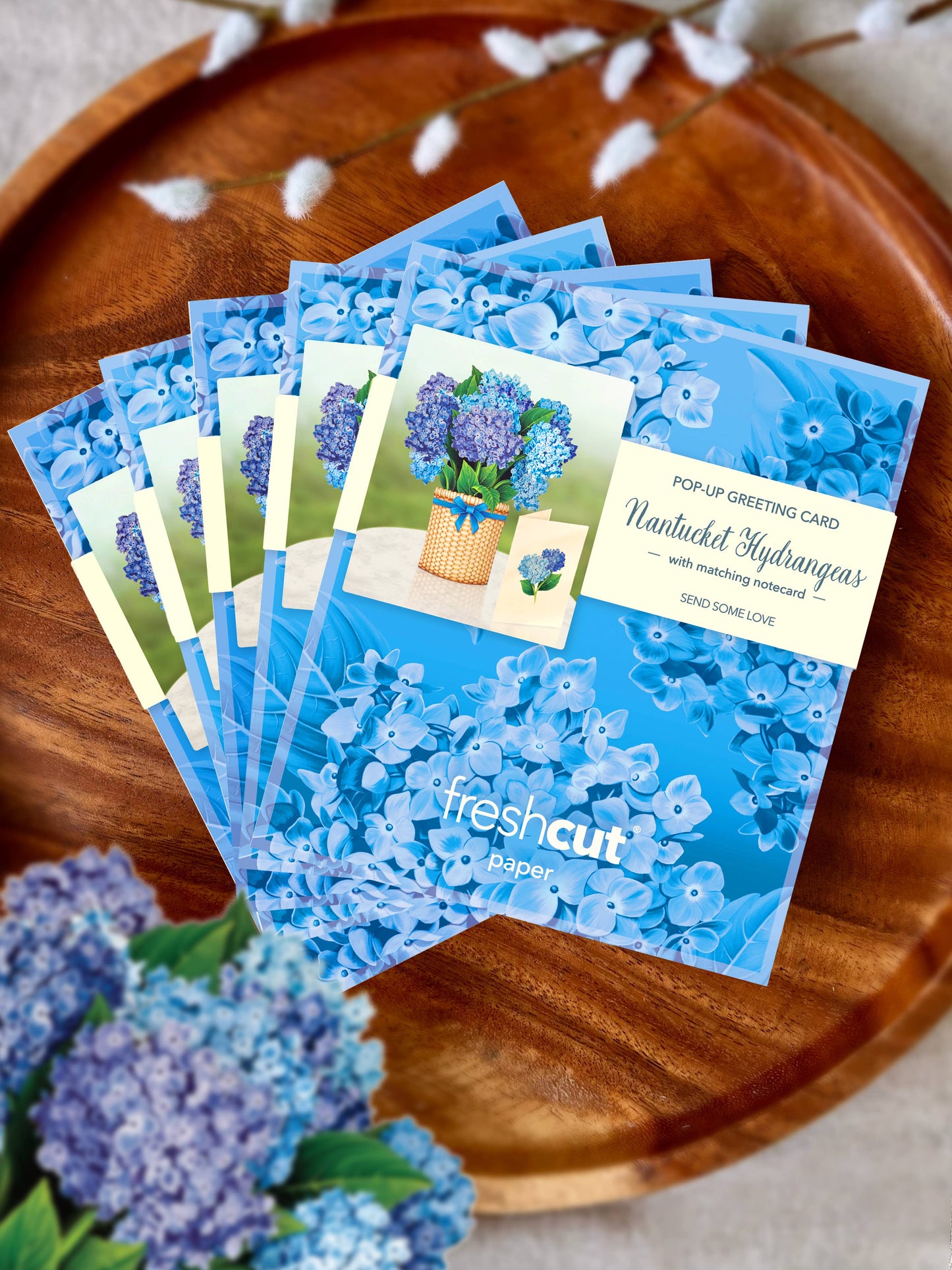 FreshCut Paper LLC - Mini Nantucket Hydrangeas (10 Pop-up Greeting Cards)