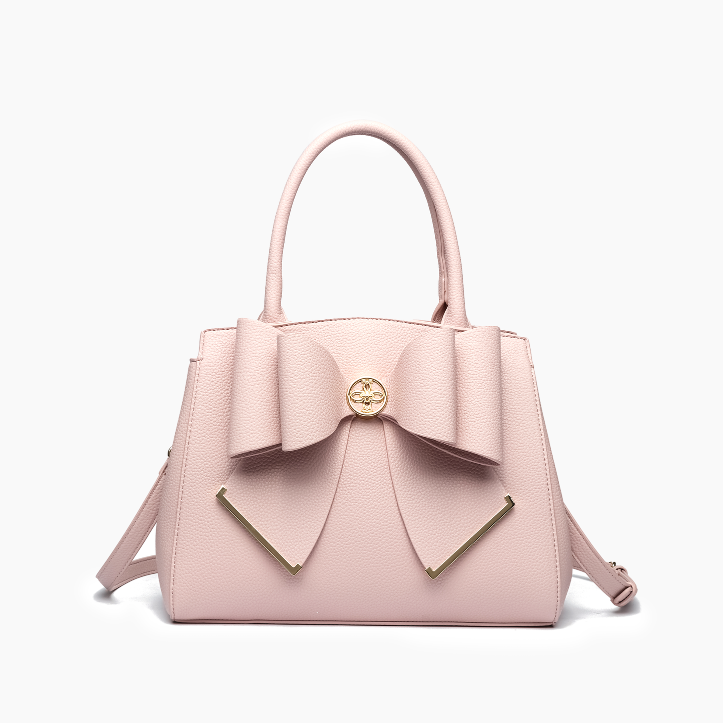 Poppy Bowtie Structured Top Handle Spring Shoulder Bag-  Beige