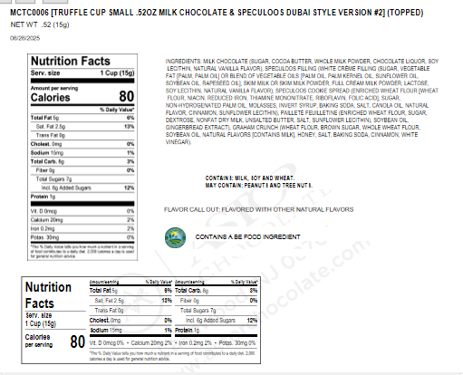 Gudlife - Dubai Style Milk Chocolate Cookie Butter Cup Individual