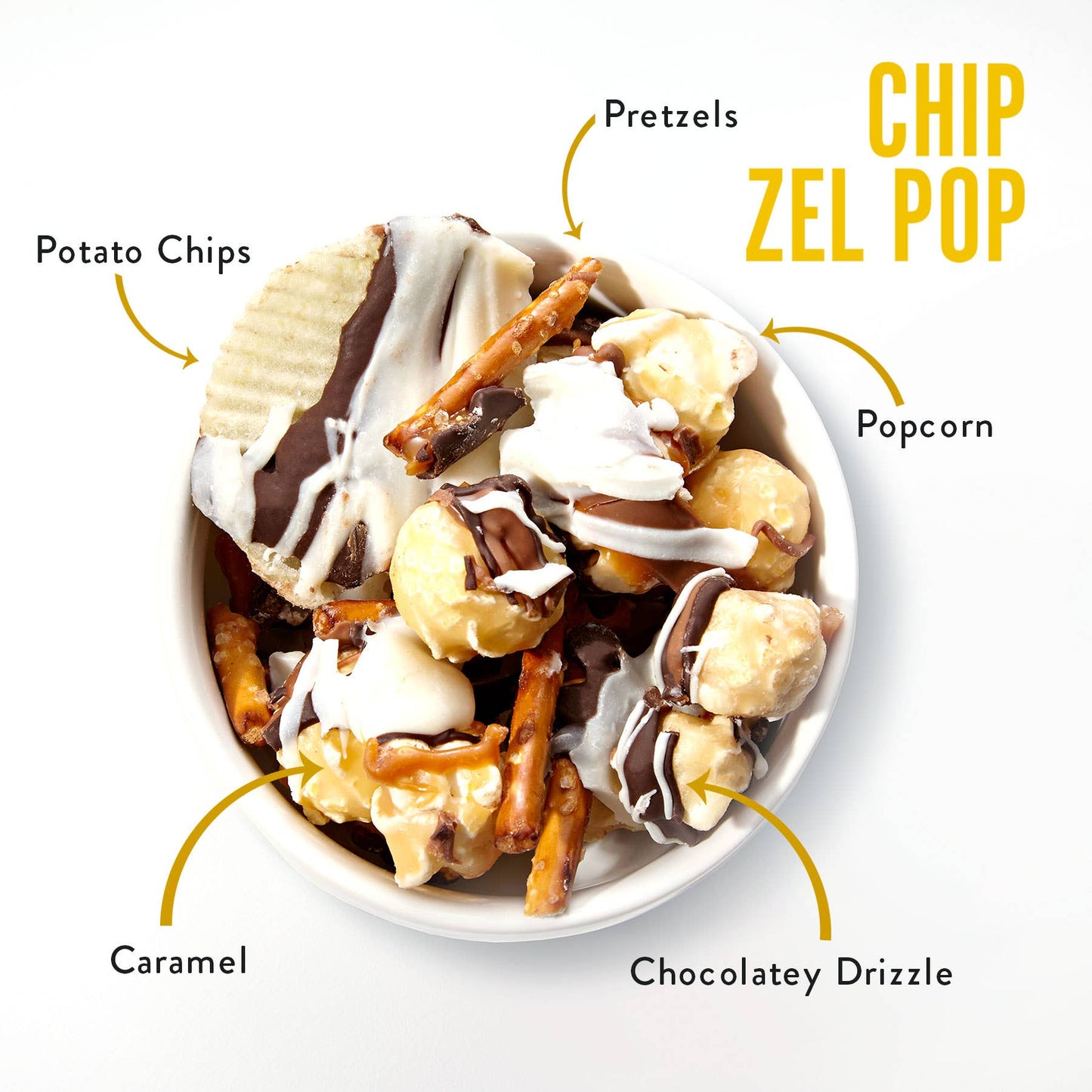 Funky Chunky - Chip Zel Pop | Caramel Popcorn with Chocolate | 2 OZ Bags