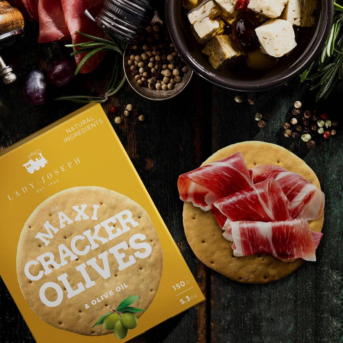 Lady Joseph Bakery - Maxi Cracker With Green Olives & Olive Oil  vegan snack