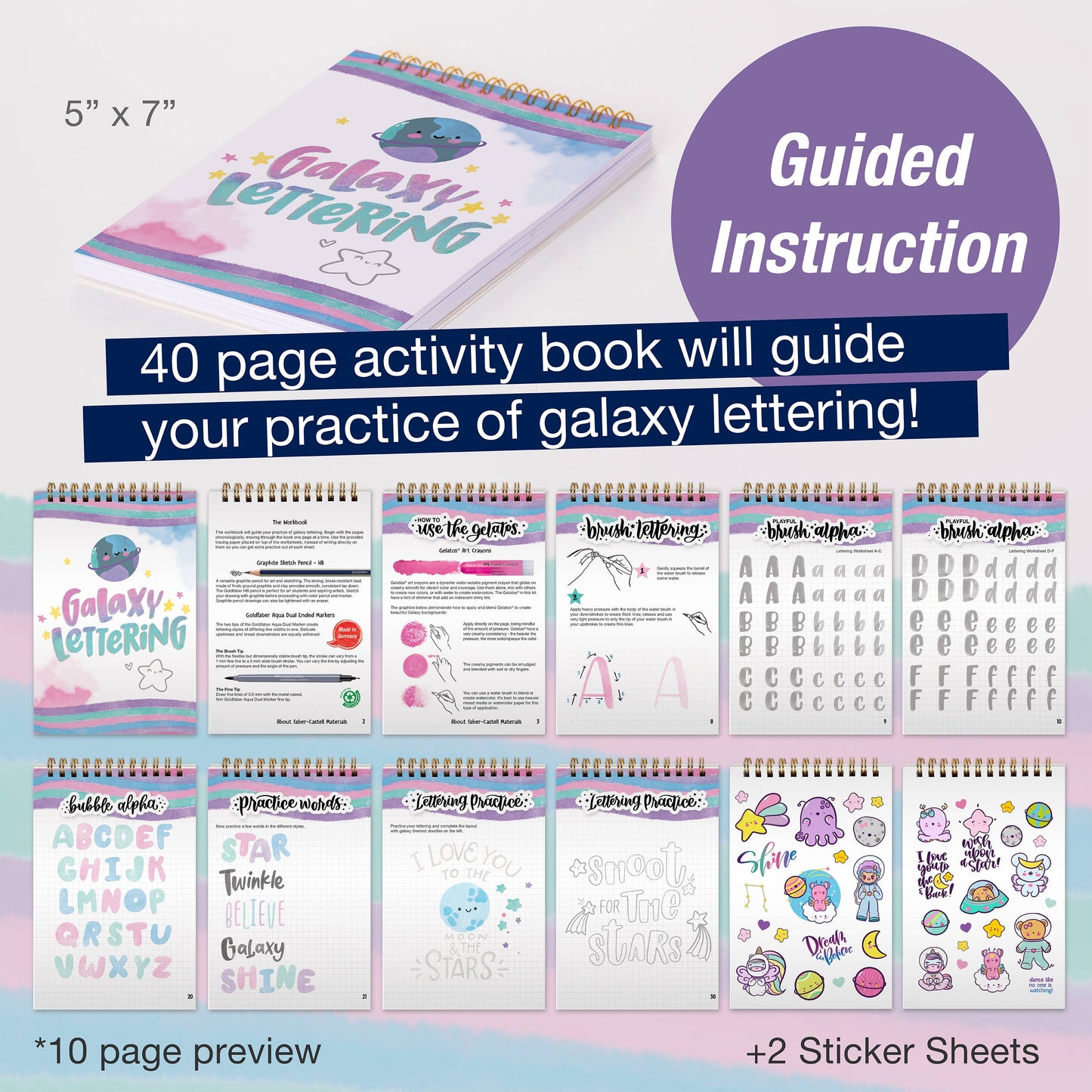 Faber-Castell / Creativity for Kids - Learn Brush Galaxy Hand Lettering Kit for Beginners