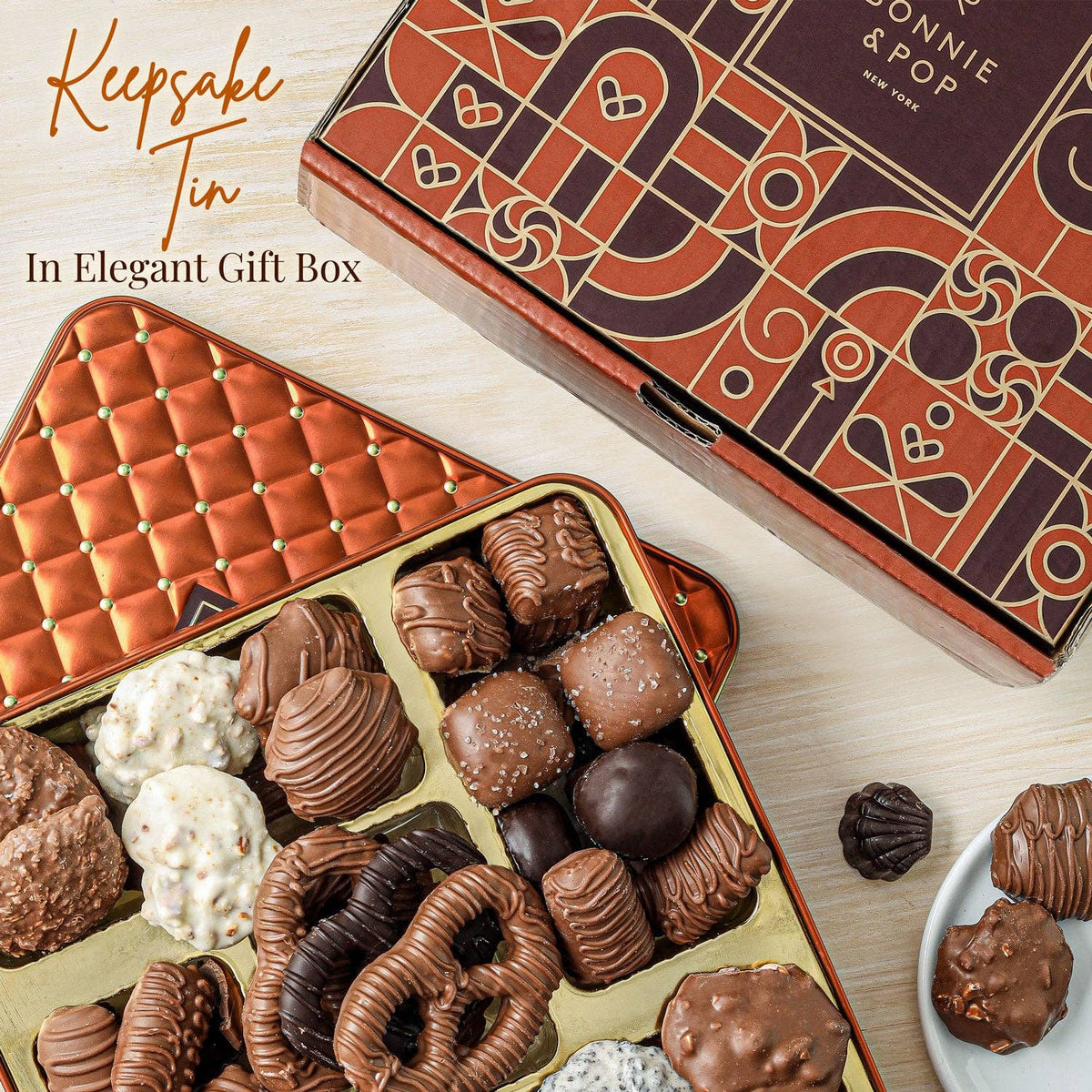 Gourmet Chocolate Gift Basket in Keepsake Tin