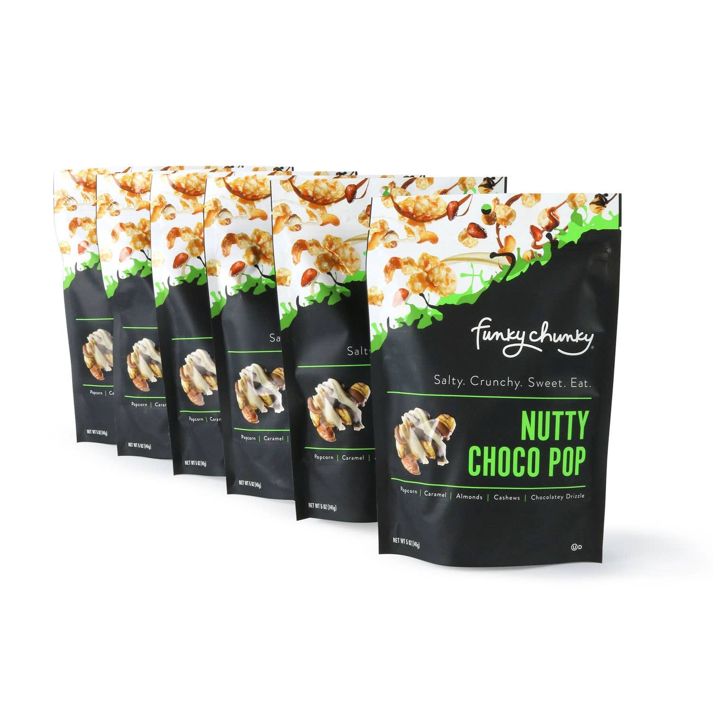 Funky Chunky - Nutty Choco Pop | Caramel Corn Chocolate Popcorn |  5-ounce Bags