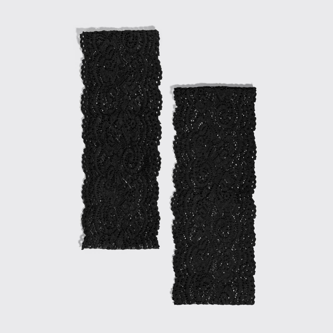 Wide Lace Elastic Headbands 2pc Set - Black