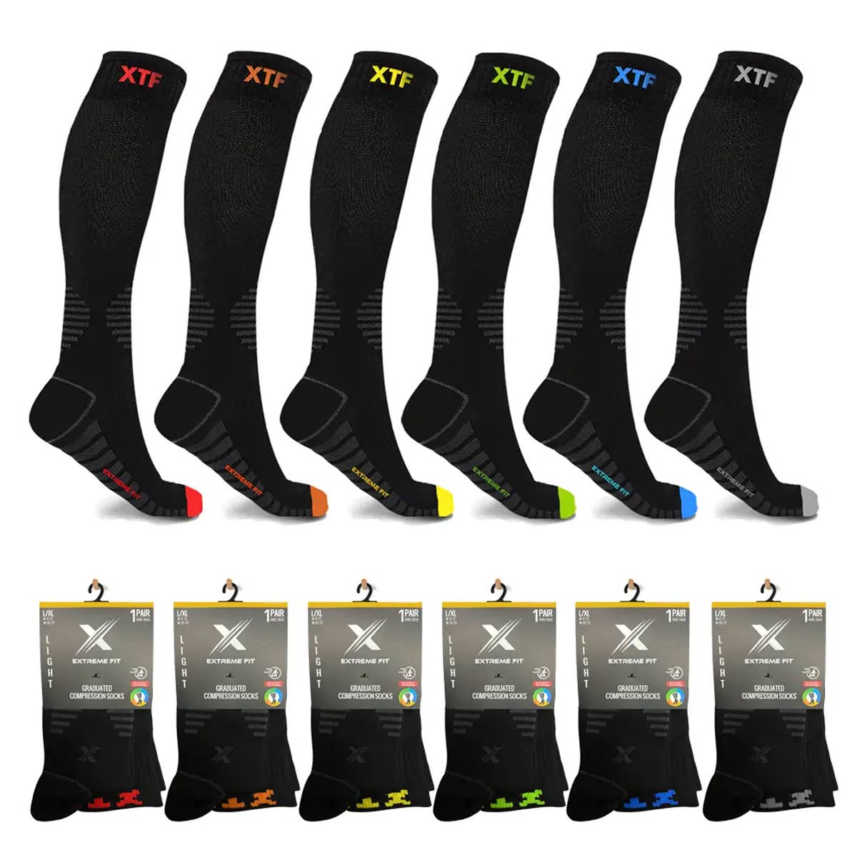 Knee-High Compression Socks - Large/X-Large (1 Pair- Assorted Designs)