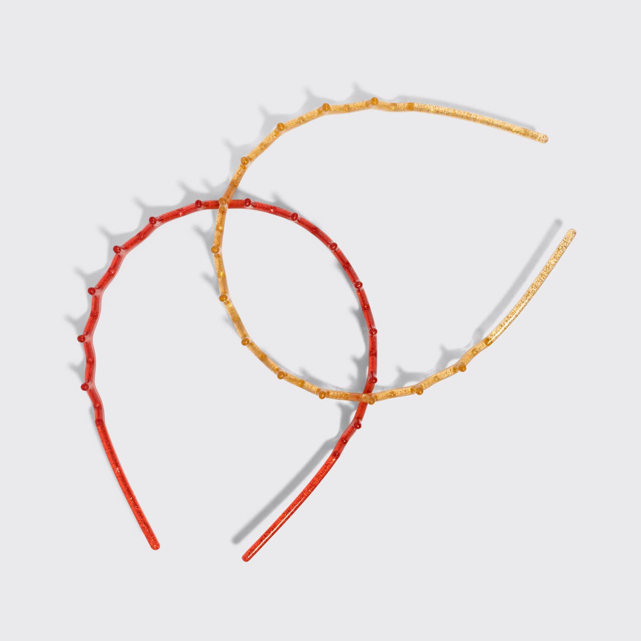 KITSCH - Recycled Plastic Zigzag Headbands 2pc Set - Gold & Red