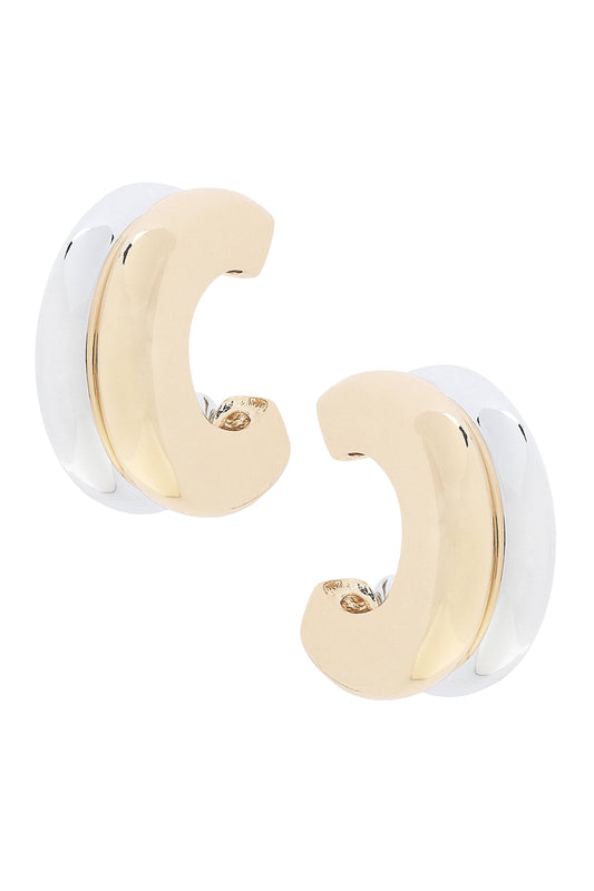 Dylan Double Hoop Earrings in Shiny Two Tone