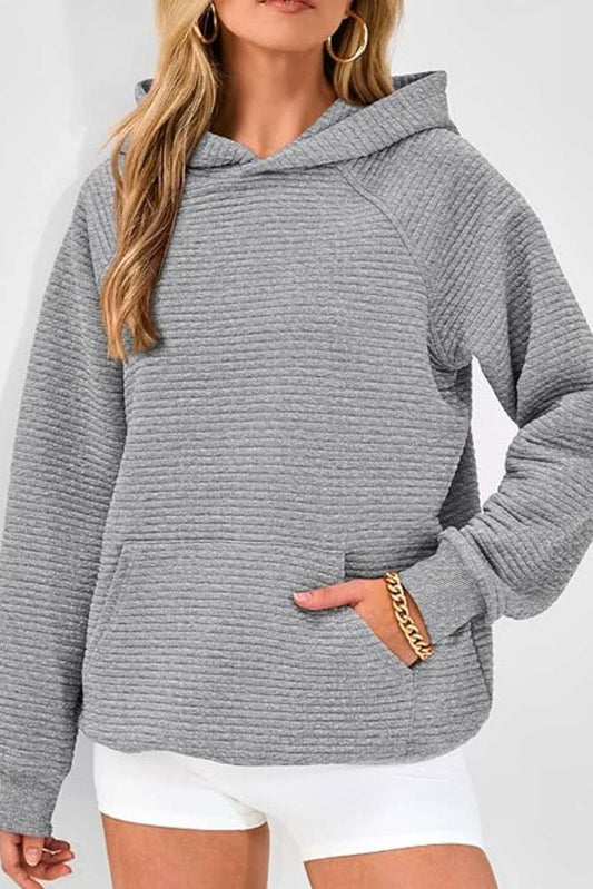 UNISHE - Solid Color Kangaroo Pockets Hooded Sweatshirt ZK2178