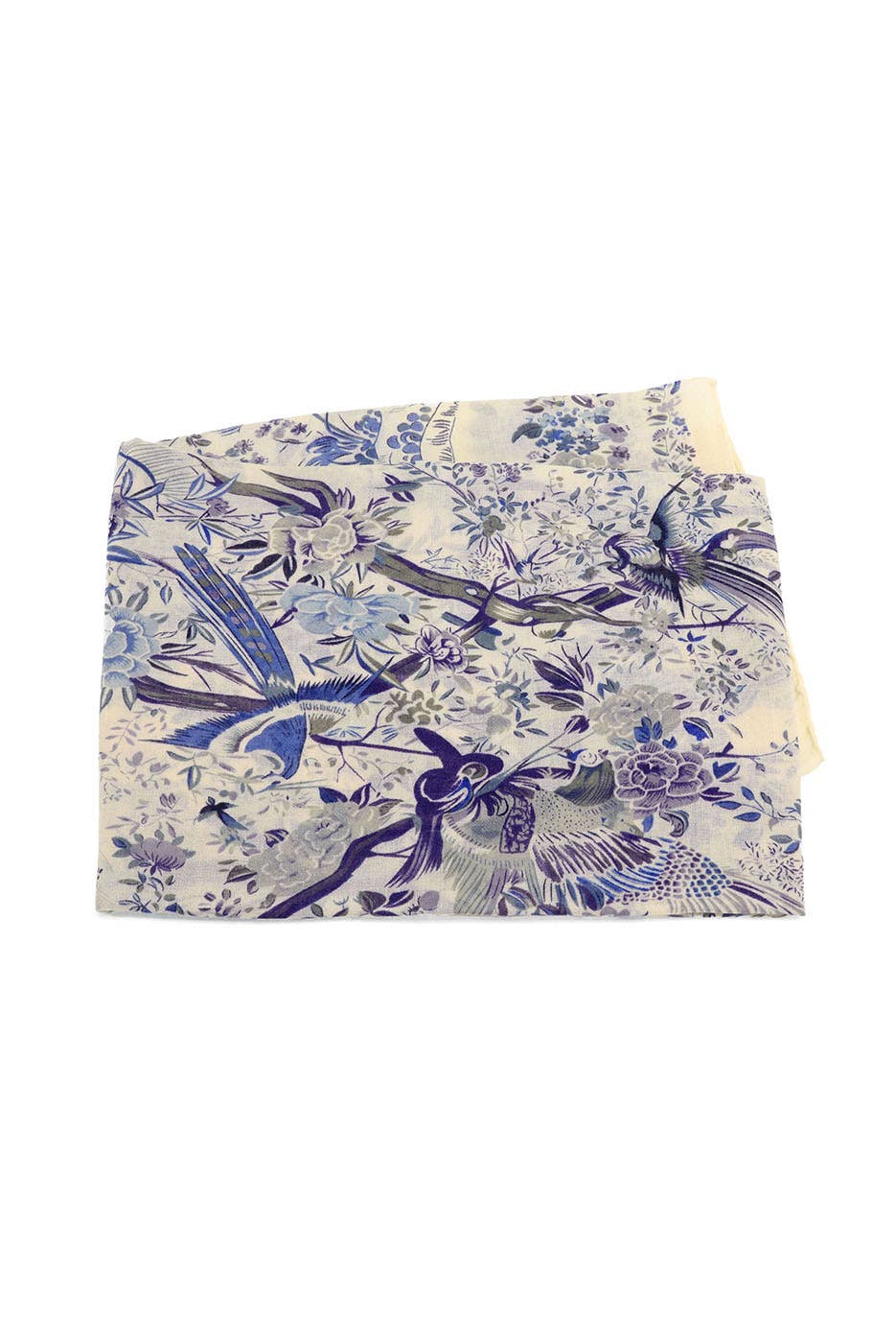 Blue Birds + Flowers Scarf 180X85