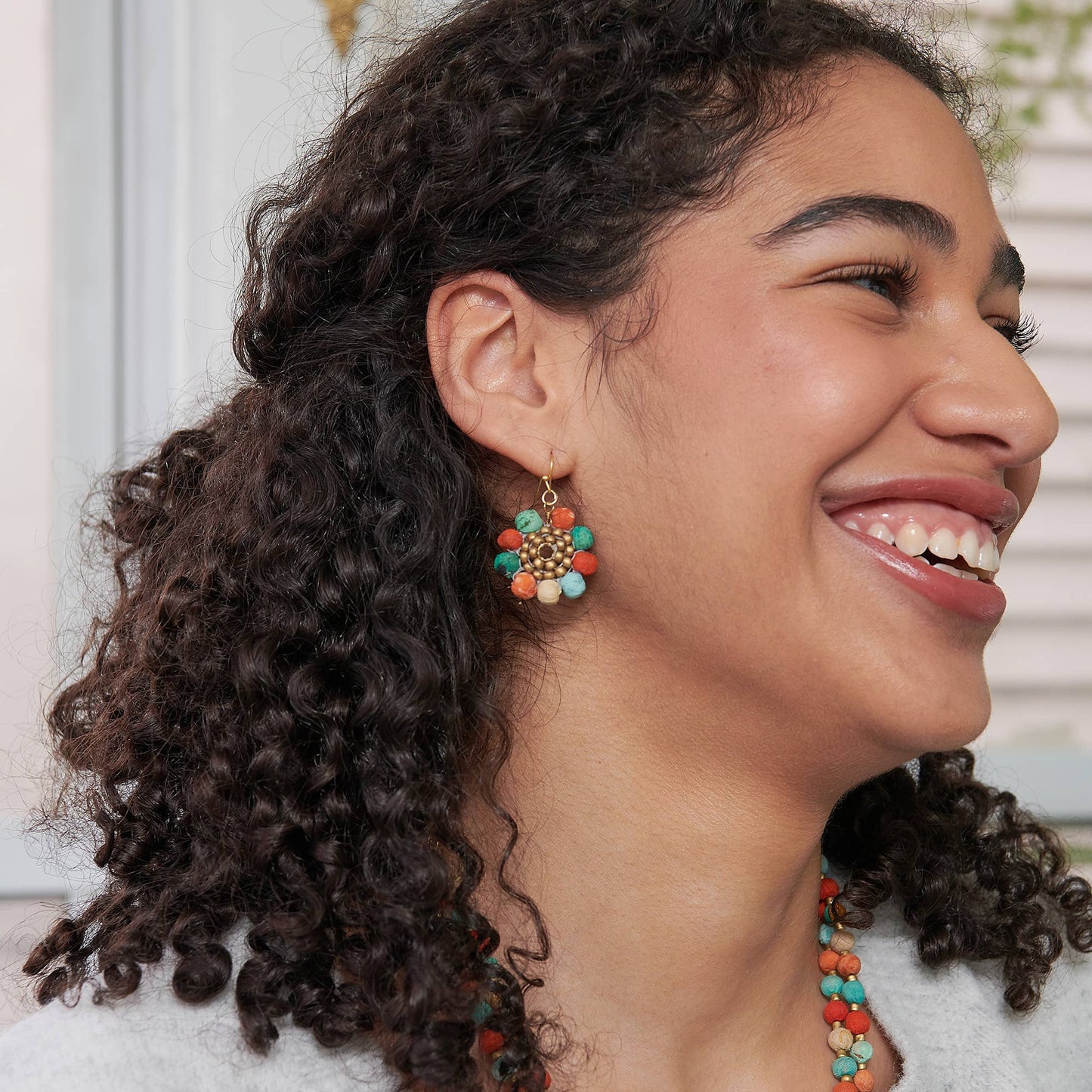 Kantha Capri Sunflower Earrings