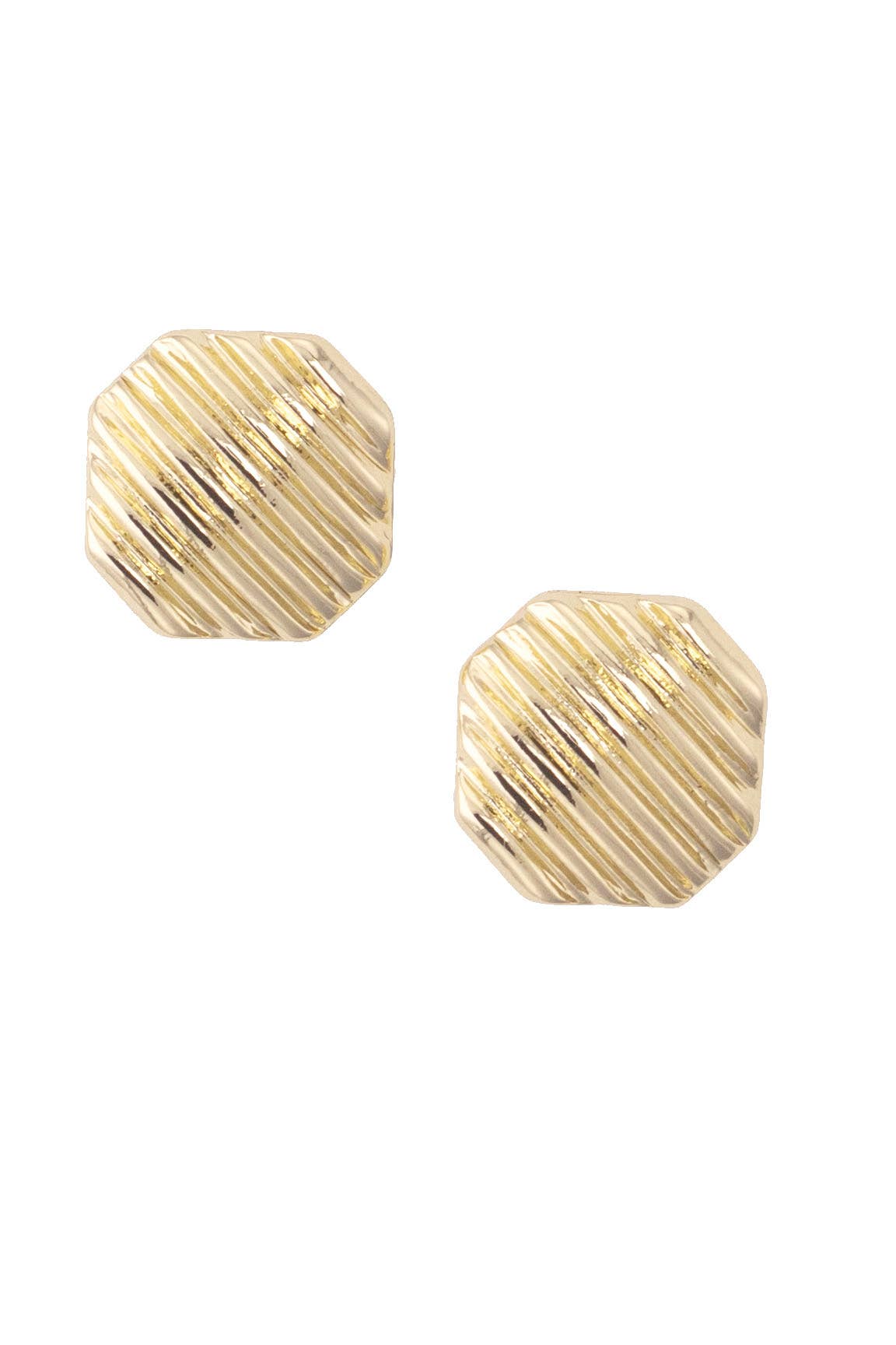 Diana Ribbed Beehive Stud Earrings in Shiny Gold