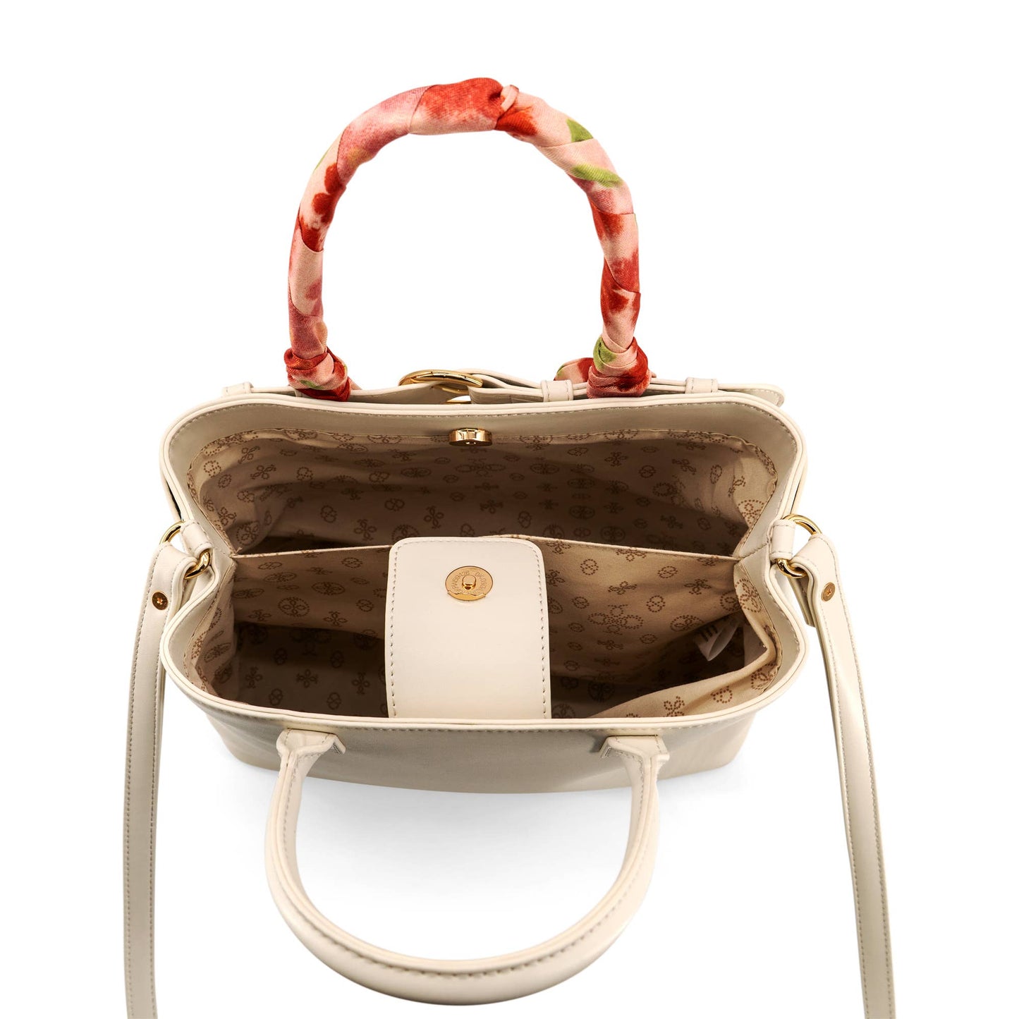 Mila Spring Scarf Mini Satchel Handbag - White