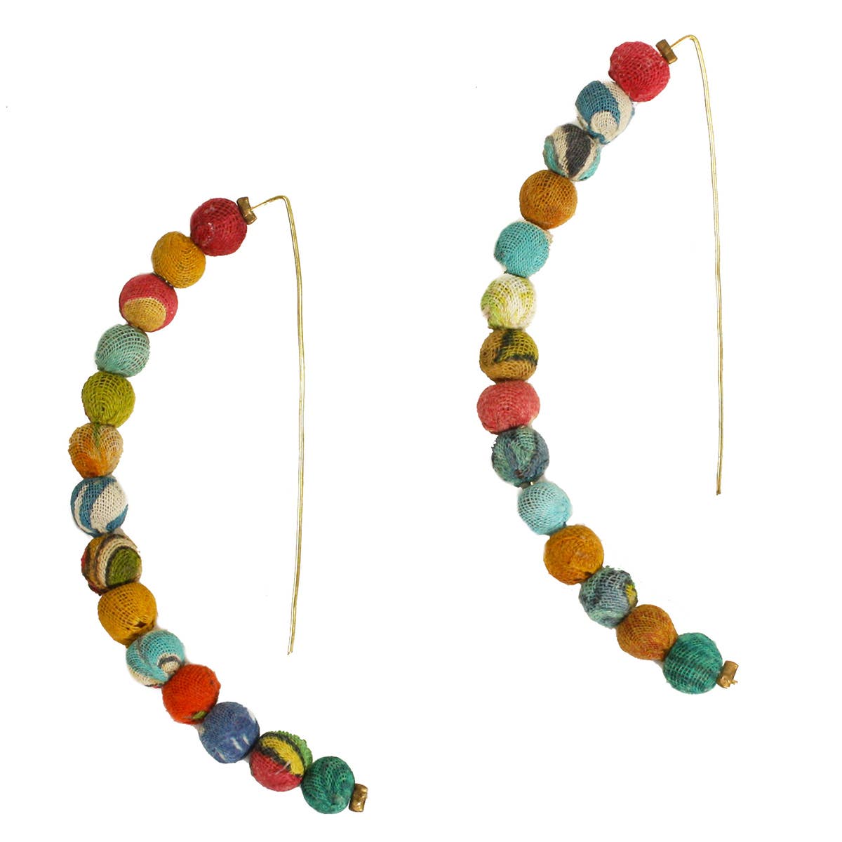 Kantha Linear Arc Earrings-WorldFinds