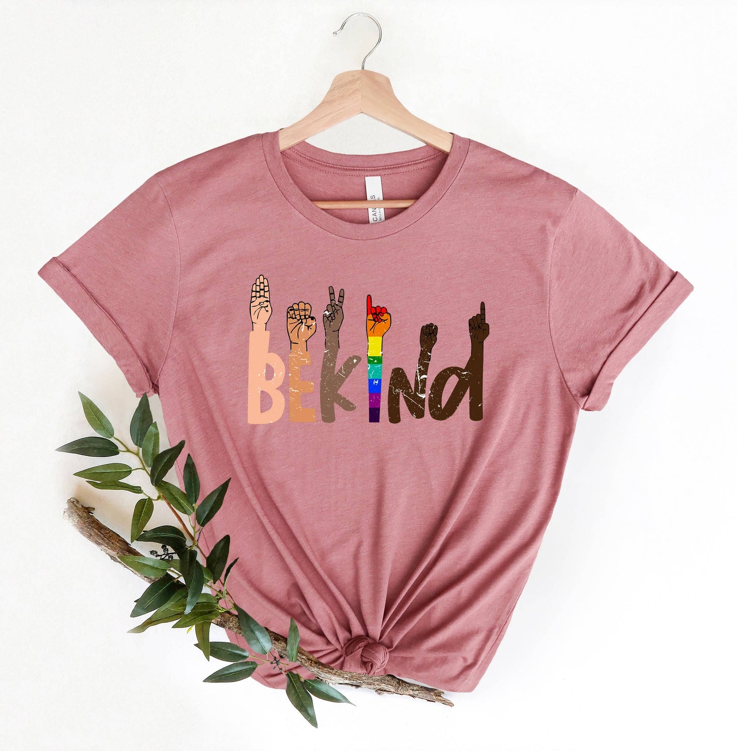 PrimestoreUS - Be Kind Sign Language Shirt, Be Kind Rainbow Shirt, Kindness Shirt, Be Kind Hands, Kind Shirt, Anti-Racism Shirt, Love Shirt Sign Language: Unisex-L / White