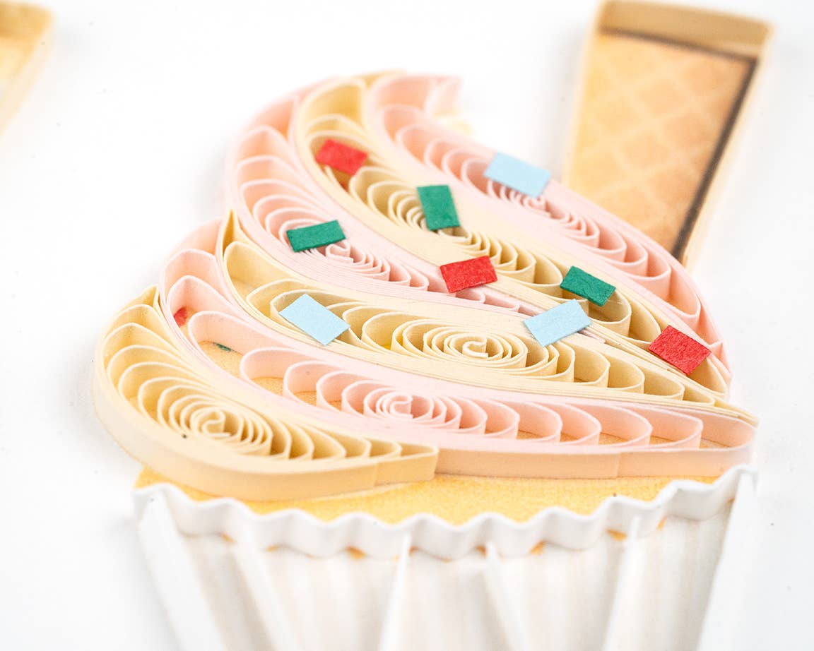 Quilling Card - Quilled Cupcake Trio Birthday Card | Handmade Birthday Card