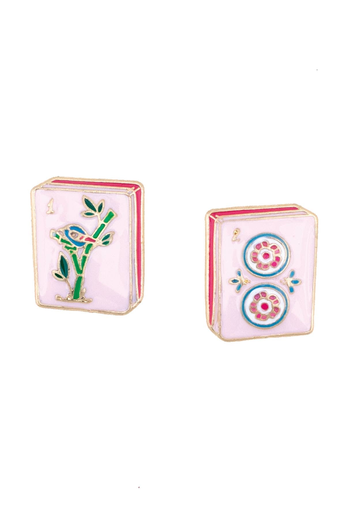 Canvas Style - Mahjong Tile Stud Earrings in Light Pink