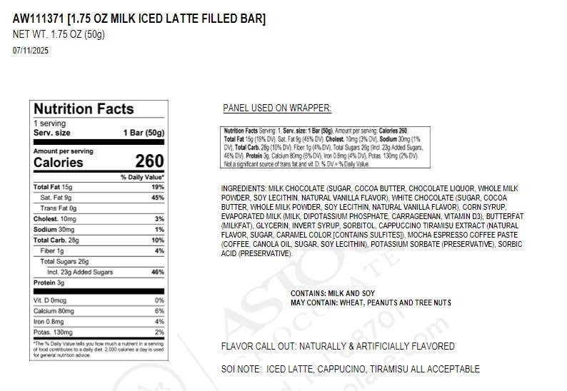 Moodibars WIRED Milk Chocolate Iced Caramel Latte Filled 1.75oz Bar