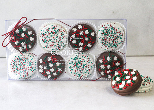 Maggie's Chocolate Covered Cookies - 8pc. Holiday Sprinkles