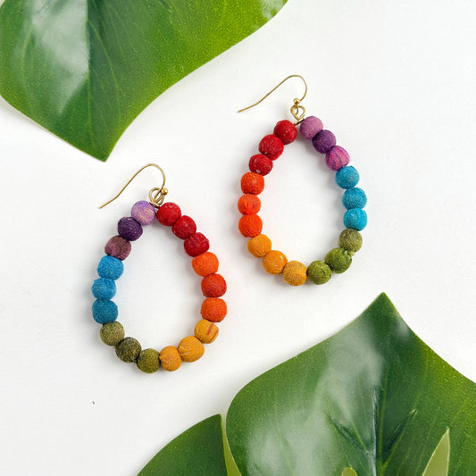 Kantha Prism Teardrop Earrings