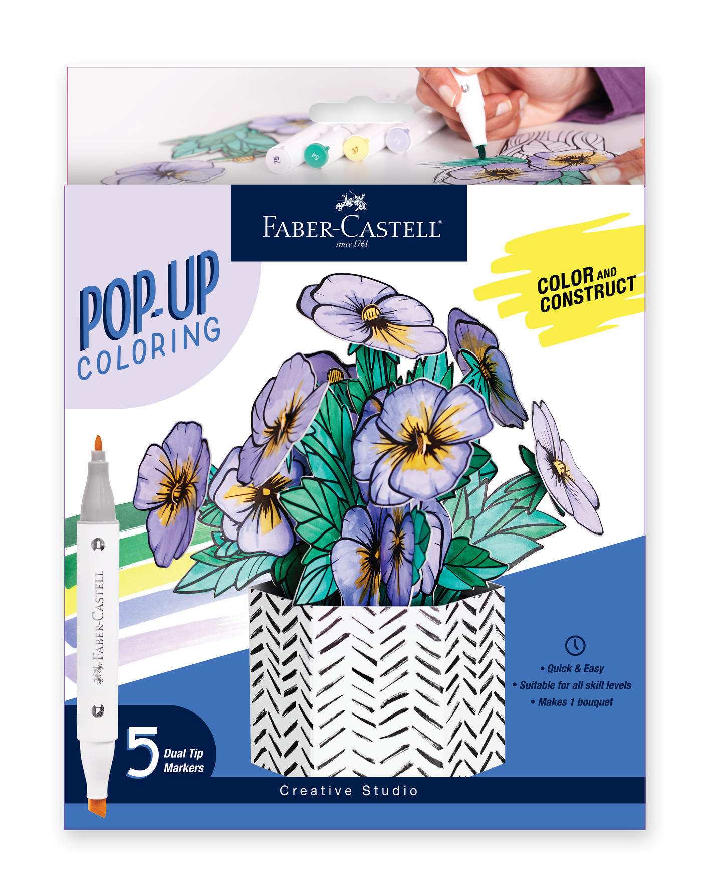 Pop Up Coloring Pansy Bouquet - Adult Coloring Craft