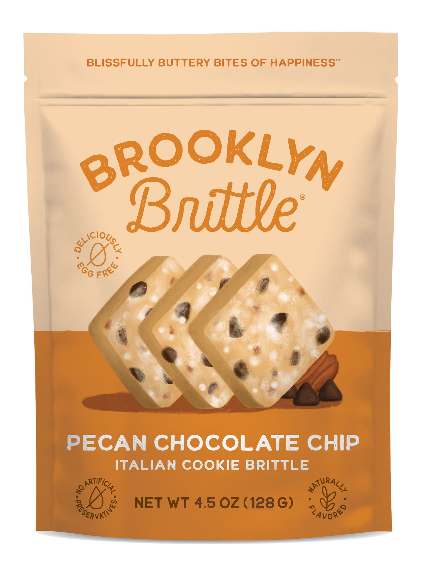 Italian Cookie Brittle – Pecan Chocolate Chip | Pouch Bag
