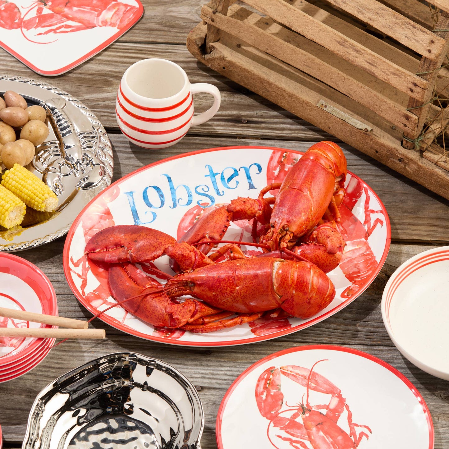 Beach House Lobster  Oval Platter 18" x 13.5"
