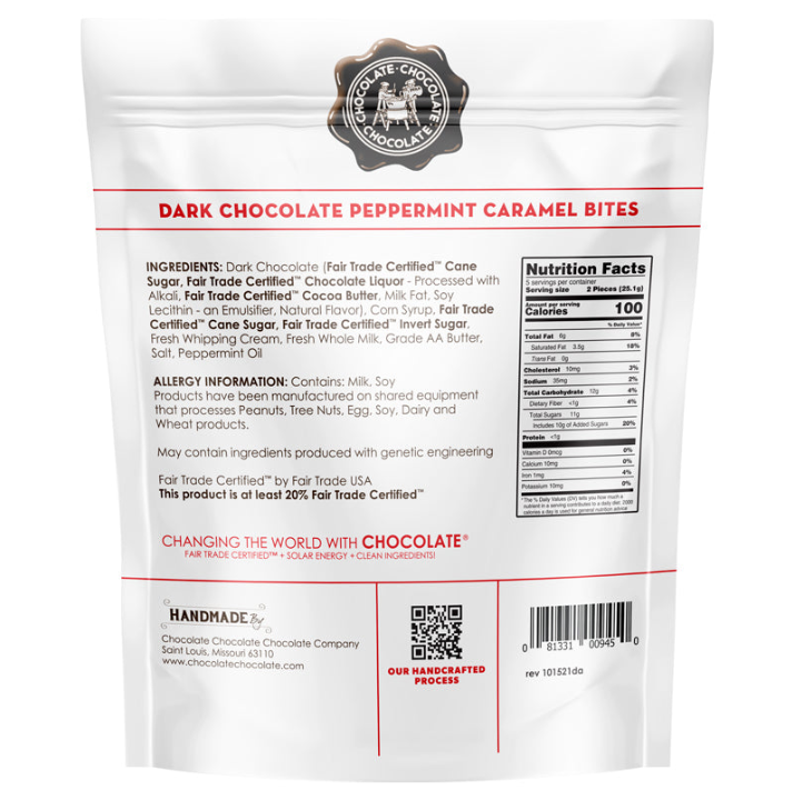 Chocolate Chocolate Chocolate Company - Dark Chocolate Peppermint Caramel Bites 4 OZ - CASE/12