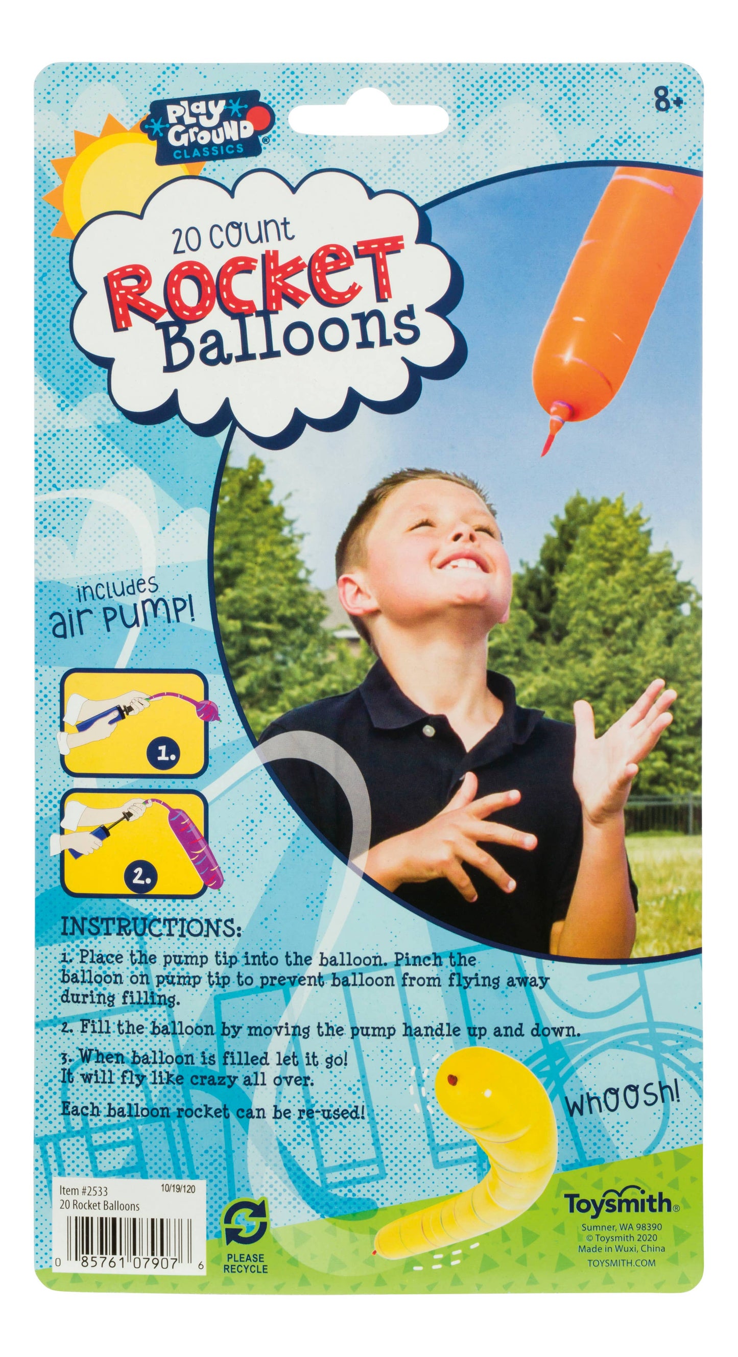 Playground Classics 20 Rocket Balloons With Pump