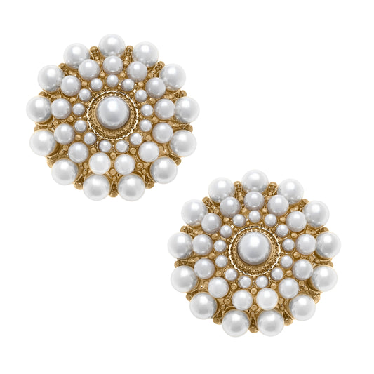 Kate Pearl Studded Stud Earrings in Ivory