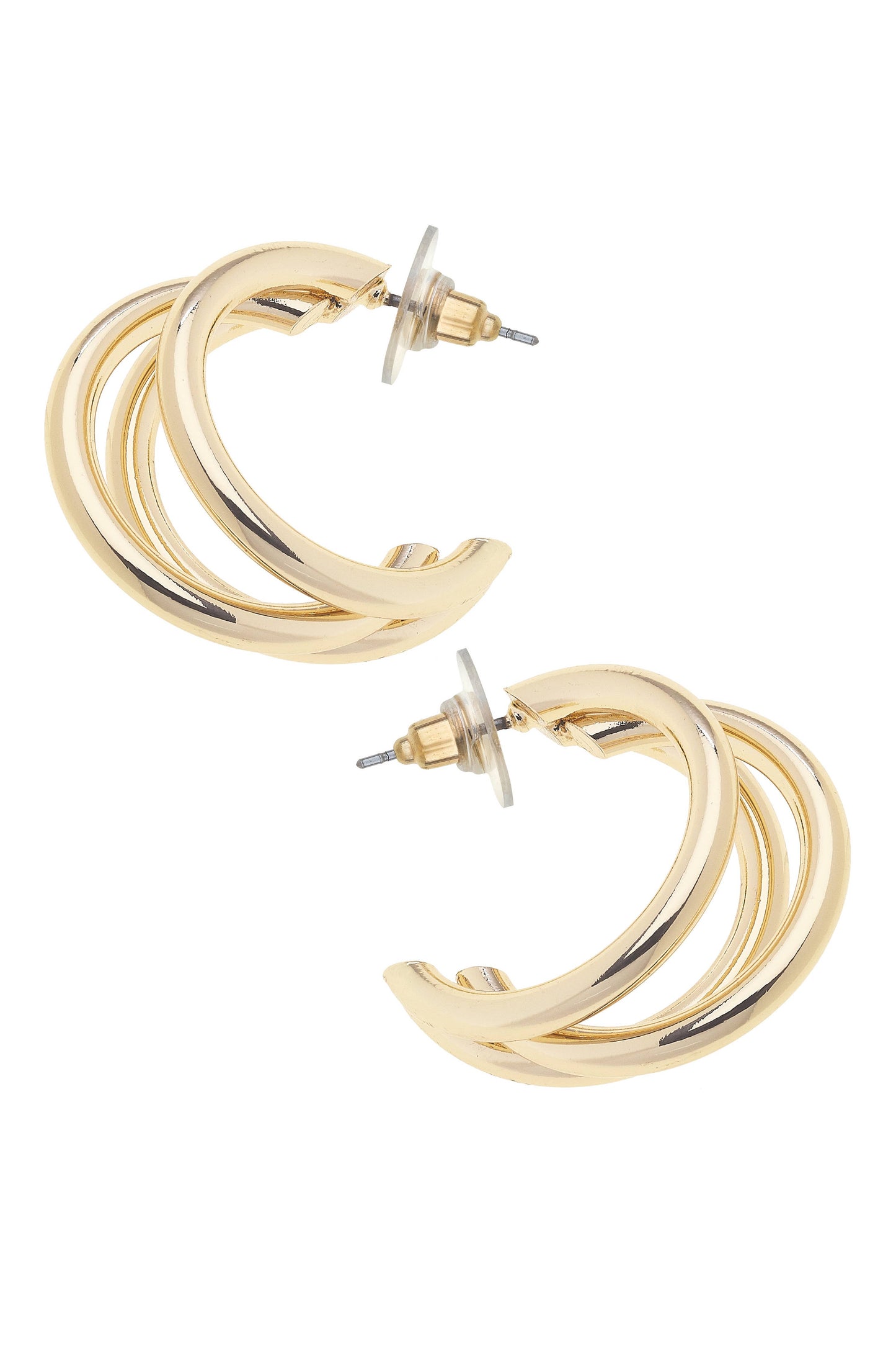 Geneva Illusion Hoop Earrings in Shiny Gold