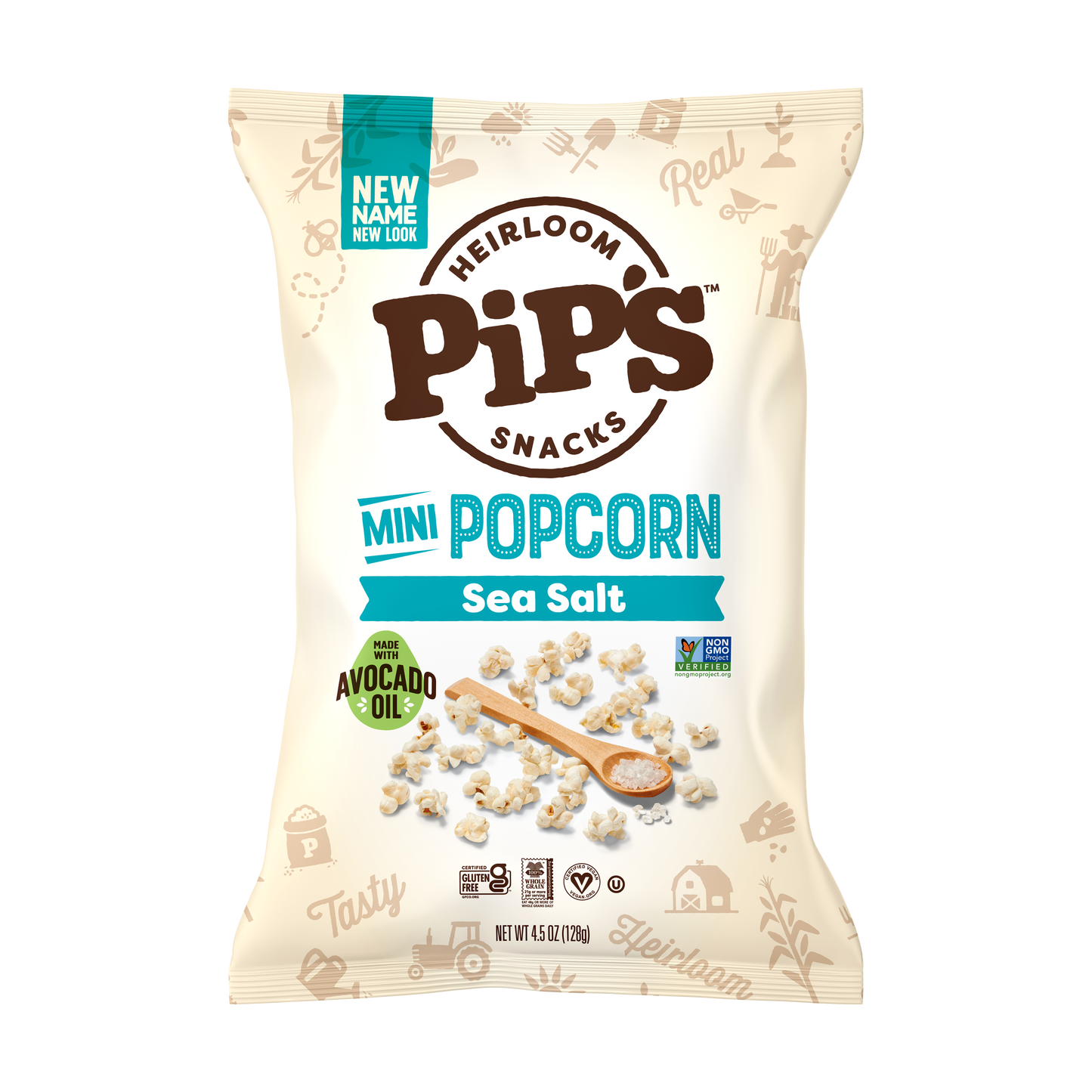 Pip's Heirloom Snacks - Sea Salt Mini Popcorn (12 bags in 1 case)