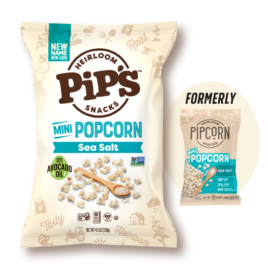Pip's Heirloom Snacks - Sea Salt Mini Popcorn (12 bags in 1 case)