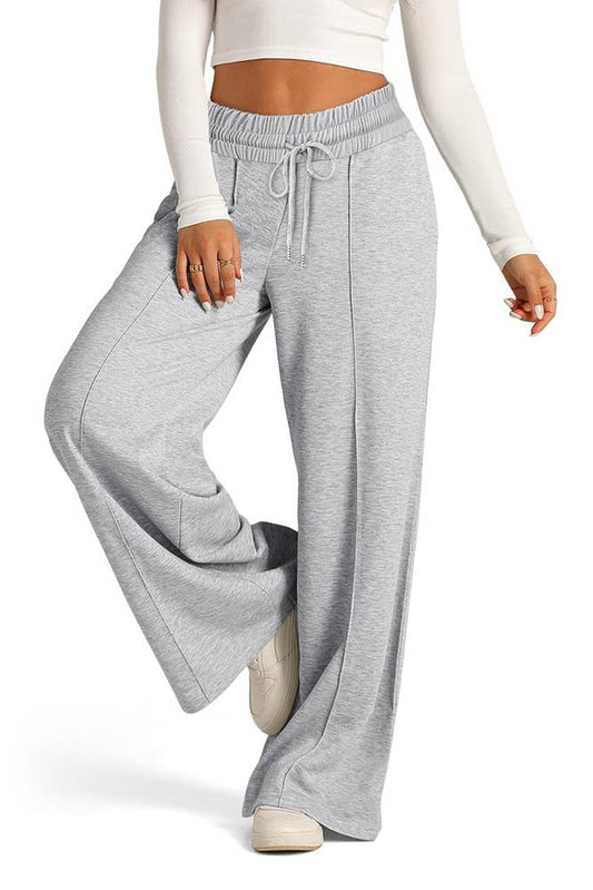 UNISHE - Solid Color Casual High Waist Wide Let Pants ZK2237