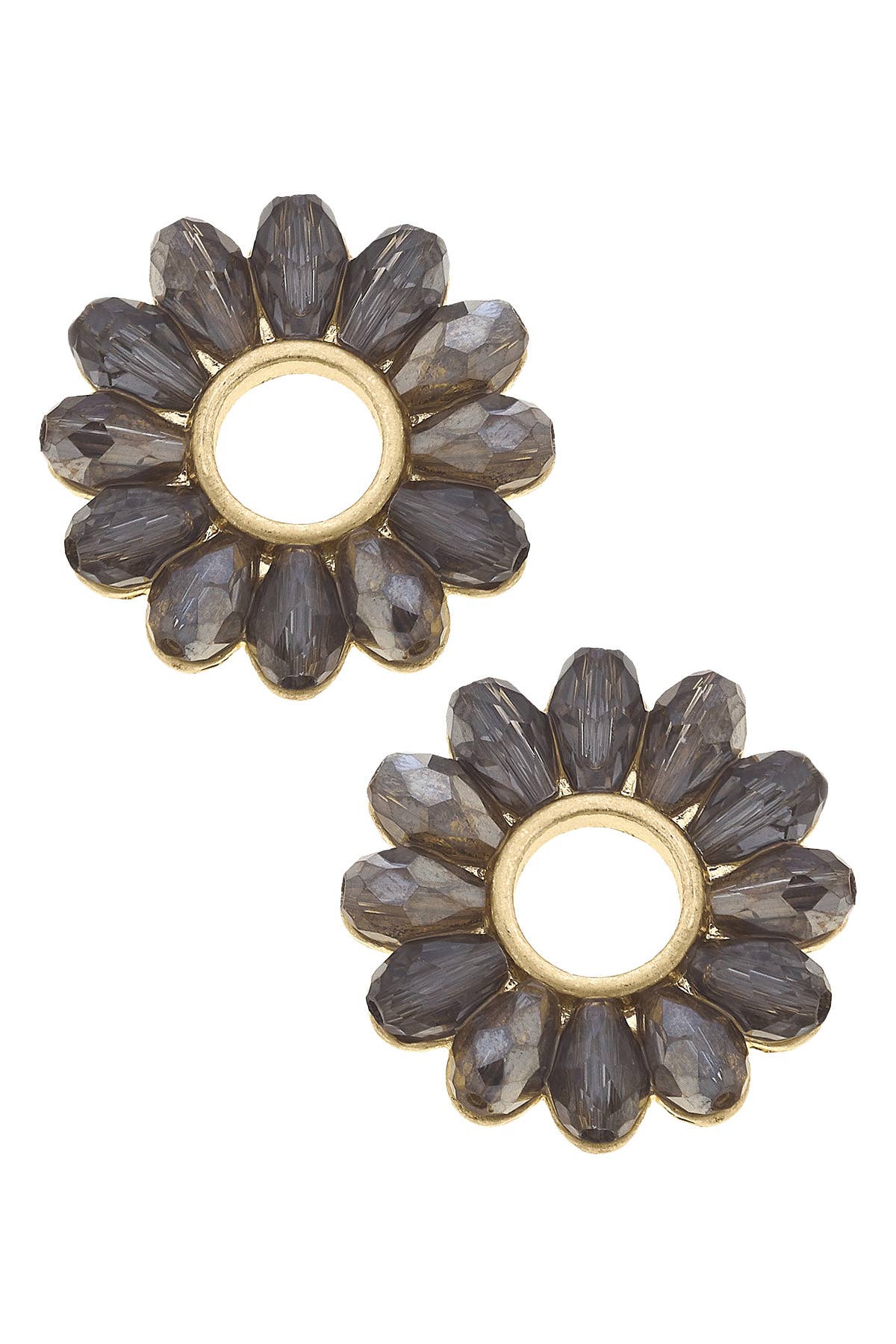 Faye Delicate Glass Flower Stud Earrings - Emerald