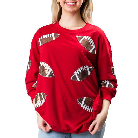 Top It Off - Red with Football Holiday Sweatshirt Program - Fall 2024 *