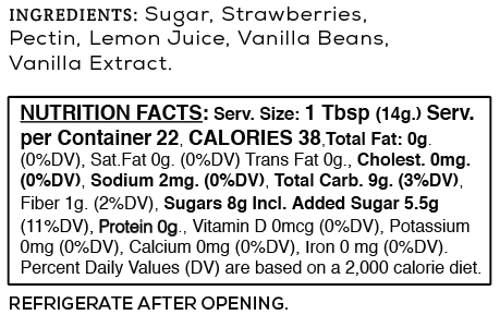 Sutter Buttes - Strawberry Vanilla Jam – Fresh & Elegant Fruit Jam – 11.25oz