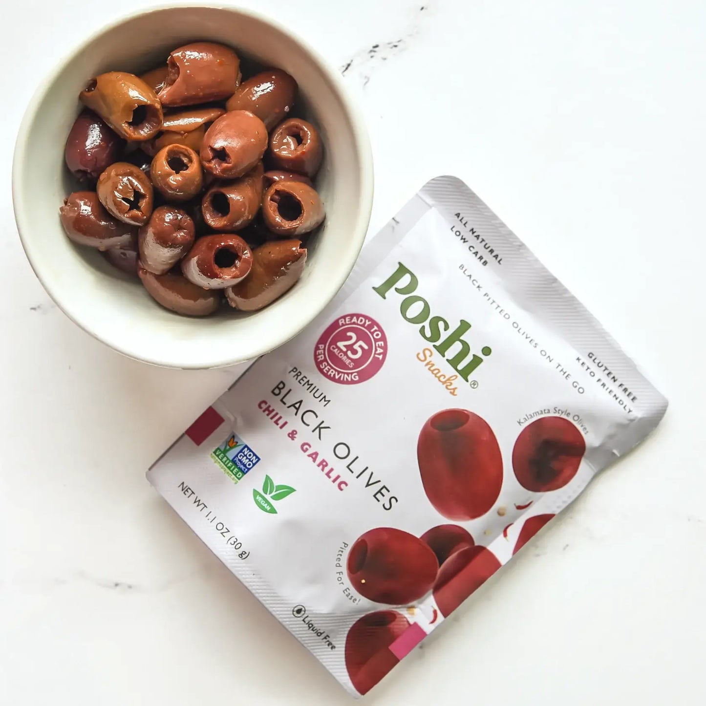 POSHI - Poshi Snacks - Chili & Garlic Pitted Black Olives 1.1oz/10
