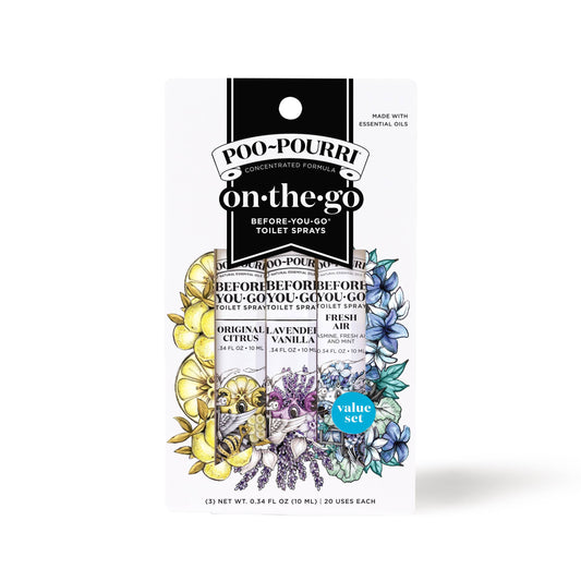 Poo-Pourri On-The-Go Travel Pack: Fresh Air, Original Citrus, Lavender Vanilla