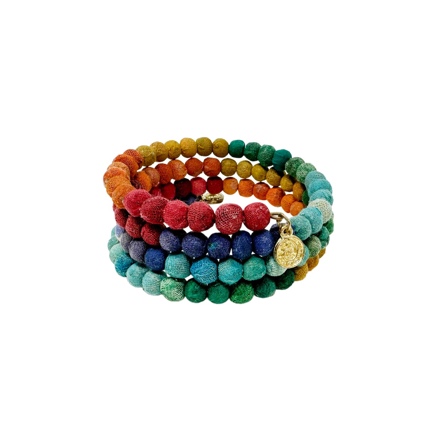 Kantha Rainbow Spiral Bracelet-WorldFinds