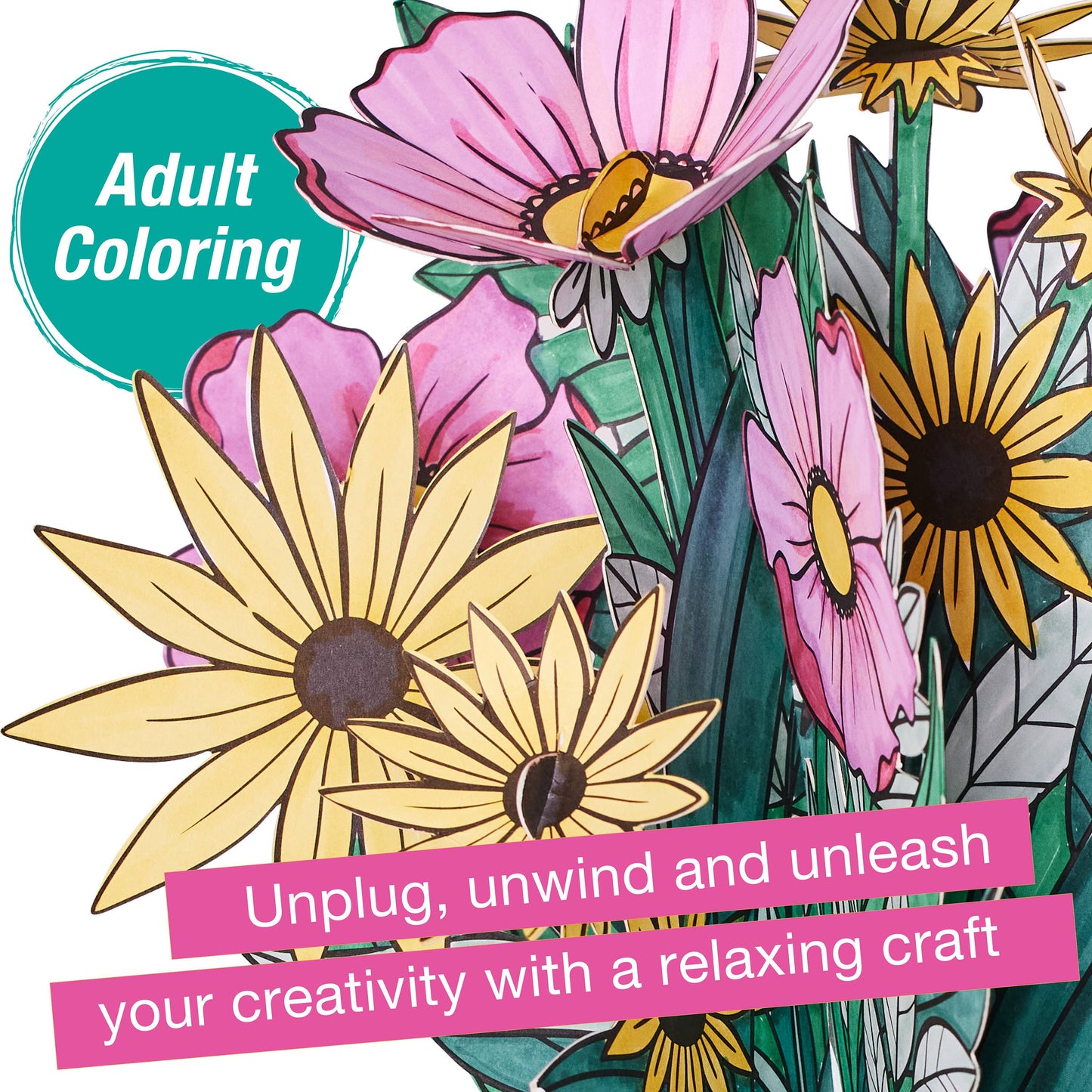 Faber-Castell / Creativity for Kids - Pop Up Coloring Wildflower Bouquet - Adult Coloring Craft